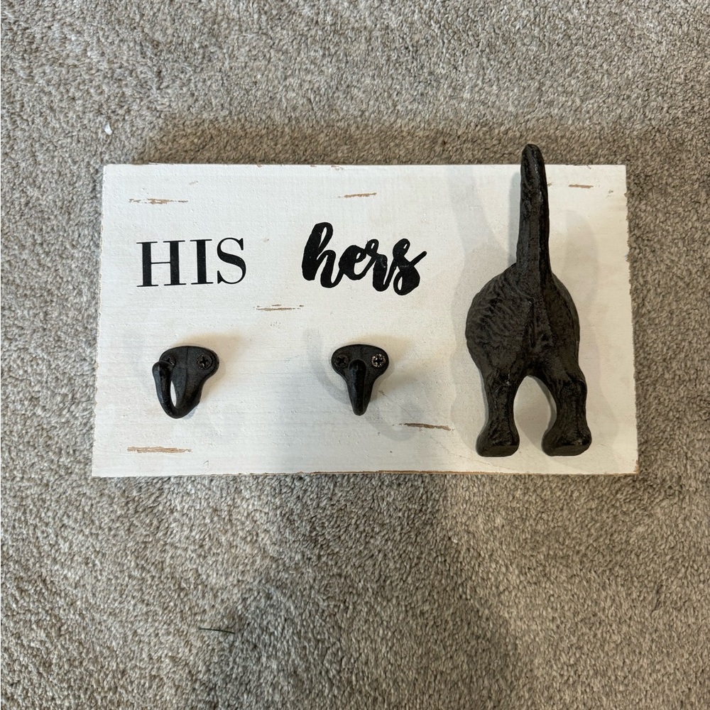 Mud Pie His and Hers Wall Hook Decor - Black and White